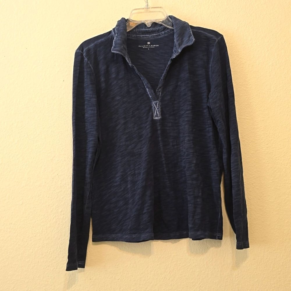 Elliott Lauren long sleeve polo type acid wash top sz L